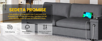 Oversized Comfy Couches, Deep Seat Sofa with Storage and 2 USB