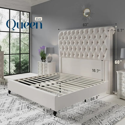 Queen Size Bed Frame with Sleigh Headboard