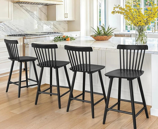 4 Pieces Wooden Bar Stools Set 24 Inch