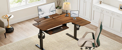 L-Shaped Desk  61"x43" with Keyboard Tray