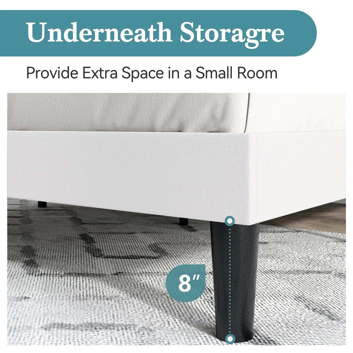 Bed Frame with Wingback Headboard – Full, Queen & King