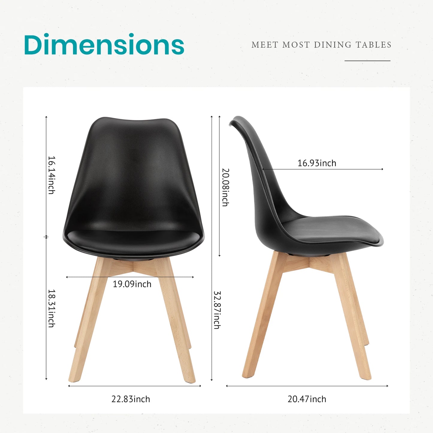 Leather Dining Chairs Set of 4 Wooden Legs