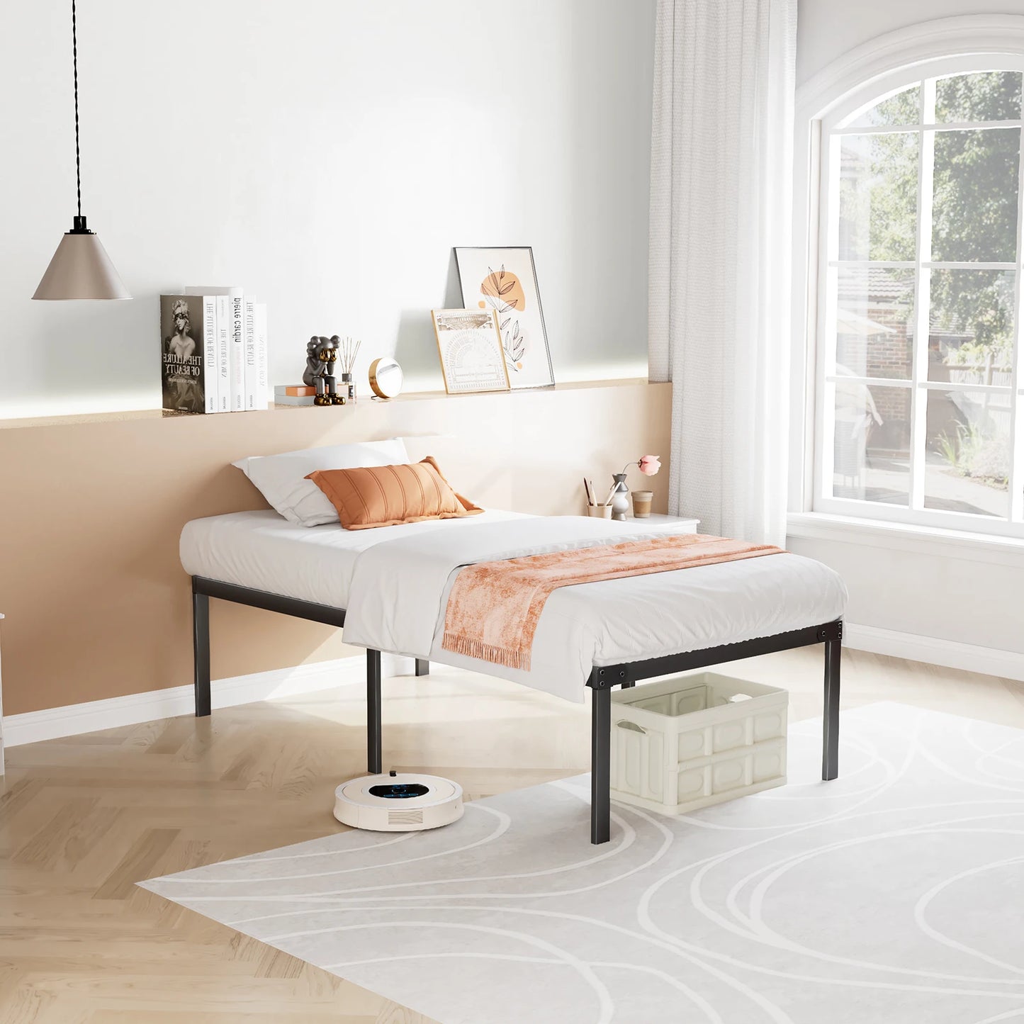 Twin Full Queen King Size Bed Frame Metal Platform Bedroom Frames with Storage