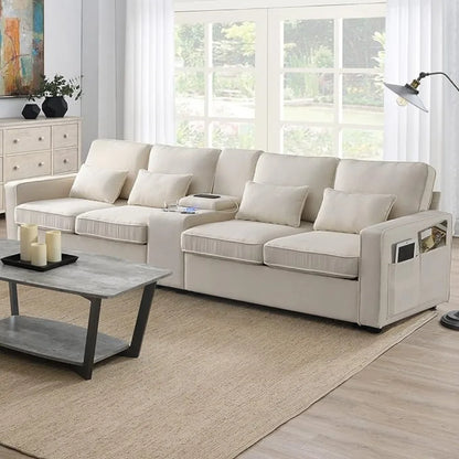 4-Seat Couch with 4 Pillows for Living Room