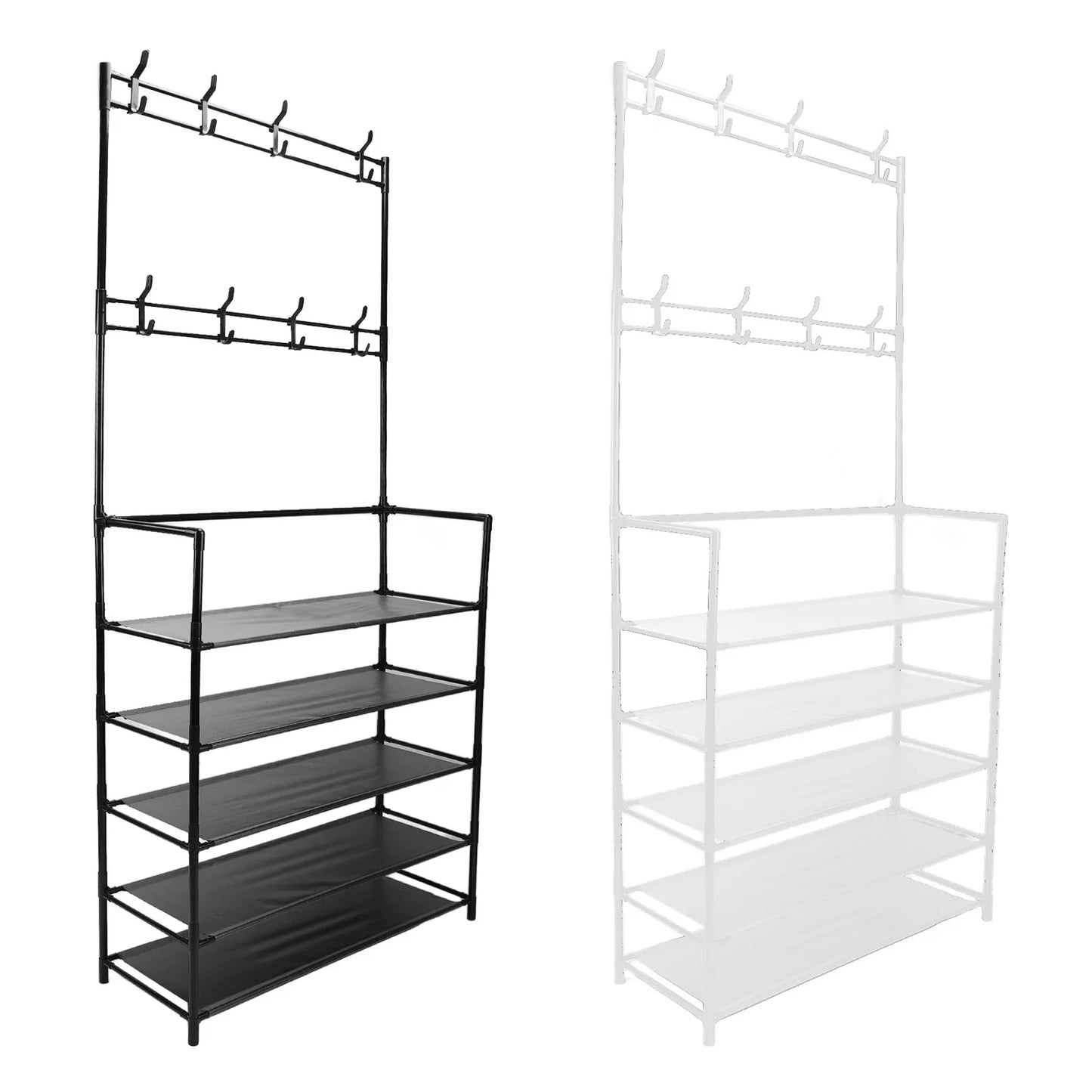 Coat Rack Stand, 2 In 1  Entryway Clothes Hanging Organizer