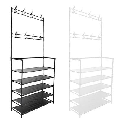 Coat Rack Stand, 2 In 1  Entryway Clothes Hanging Organizer
