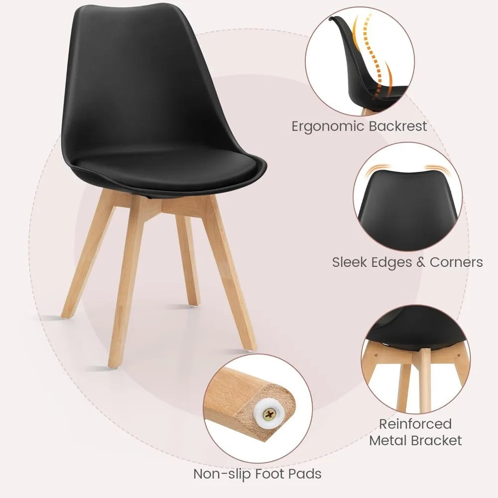 Round Dining Table Set for 4, Kitchen Table Set with Padded Seat & Solid Wood Legs, Round Kitchen Table and Chairs