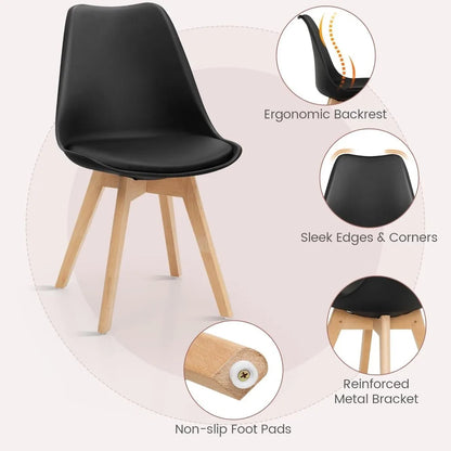 Round Dining Table Set for 4, Kitchen Table Set with Padded Seat & Solid Wood Legs, Round Kitchen Table and Chairs