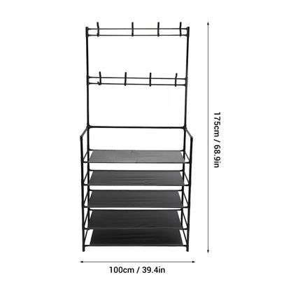 Coat Rack Stand, 2 In 1  Entryway Clothes Hanging Organizer