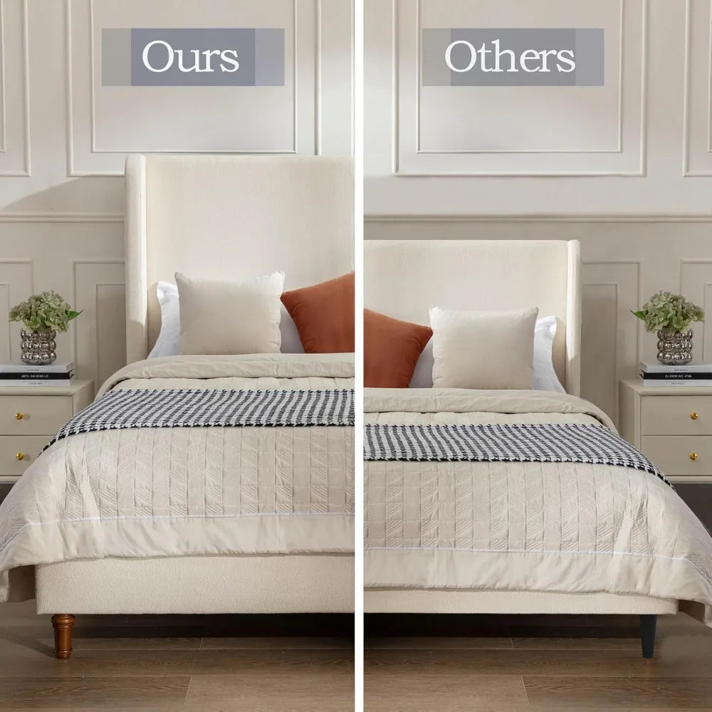 King Bed Frame with 54” Tall Upholstered Wingback
