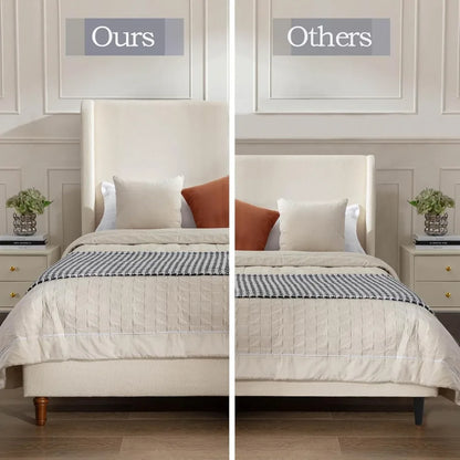 King Bed Frame with 54” Tall Upholstered Wingback