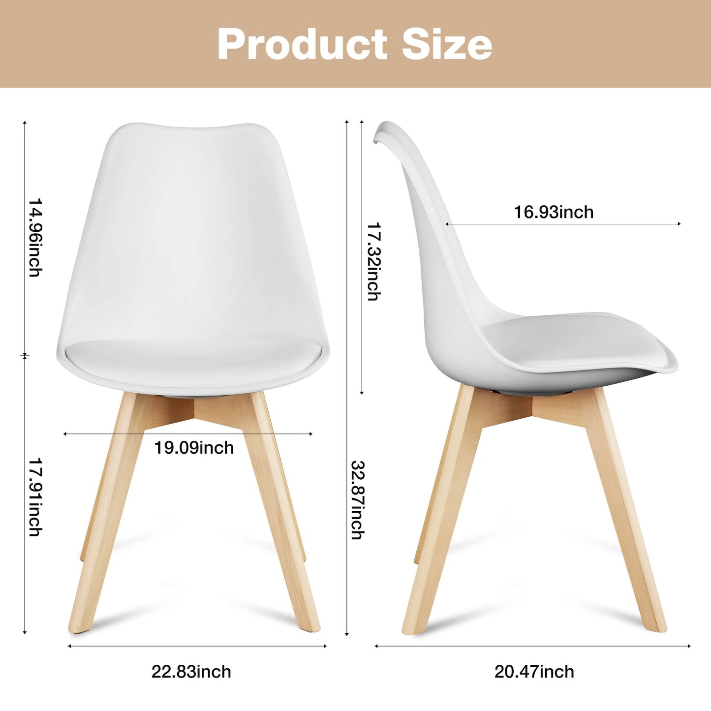 Leather Dining Chairs Set of 4 Wooden Legs