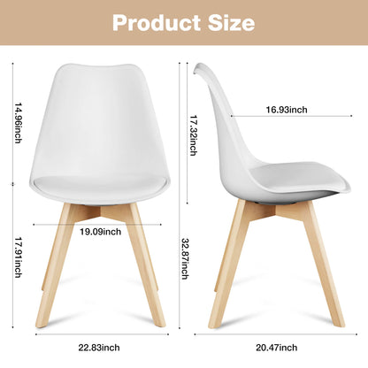 Leather Dining Chairs Set of 4 Wooden Legs