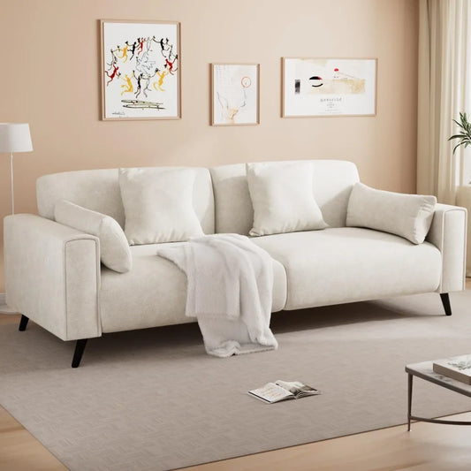 Comfy Sofa with 2 Throw Pillow | 2 Armrest Pillow, 3 Seater Couches