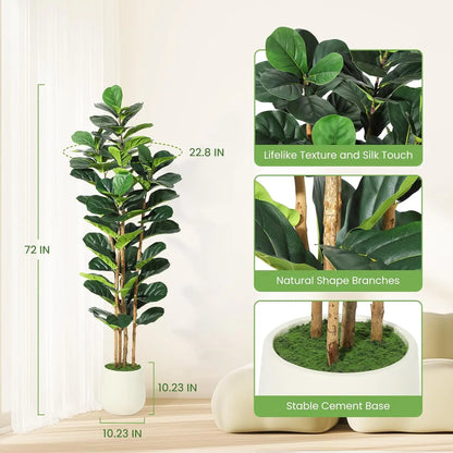 Artificial Fiddle Leaf Fig Tree with Pot Faux