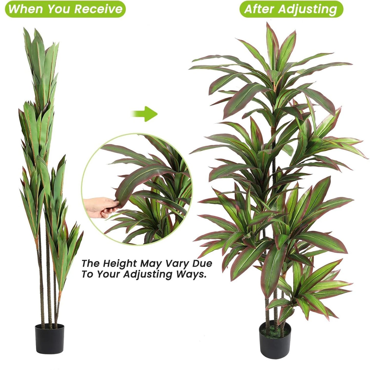 Artificial Dracaena Plant Indoor, 120cm/150cm Tall