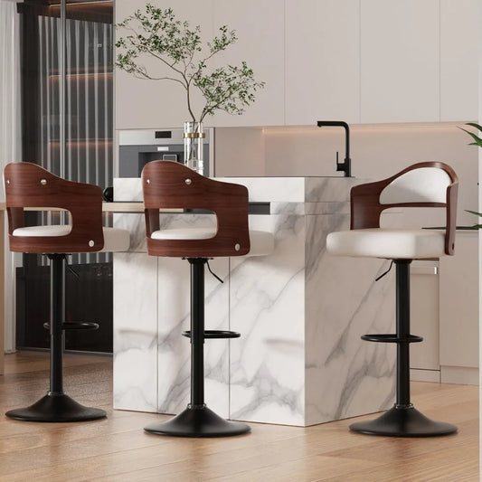 Swivel Bar Stools Set of 3 Seat Adjustable Height