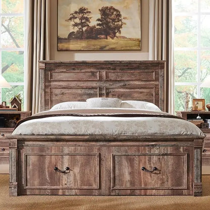Queen Size Bed Frame, with Storage Drawers