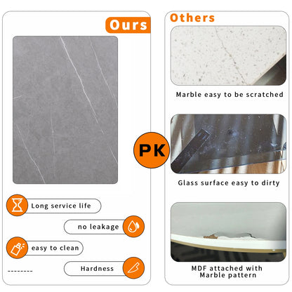 Set of 2 Real Marble Round Nesting Coffee Table Grey Side End Table Accent Table Metal Legs Waterproof