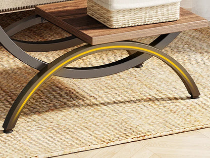 Tribesigns C-Shaped End Table, Industrial 3-Tier Small Table for Couch, Wood Bedside Table Snack Table with Storage Shelves