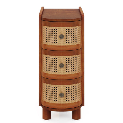 Tribesigns End Table Round Solid Wood Sofa Bedside Narrow Bedroom Side Table Nightstand with Drawer