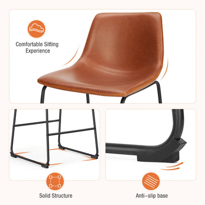 Pu Leather Bar Stools Set of 2 Counter Height