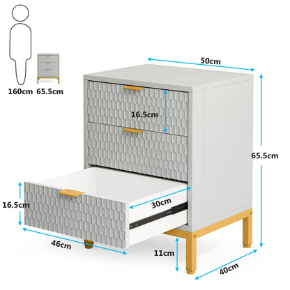 Tribesigns Modern Nightstand, 65.5 cm Tall Bedside Table with 3 Drawers, Contemporary End Side Table with Storage