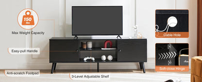 Fireplace TV Stand For Up To 60 Inch with Shelf 2 Storage