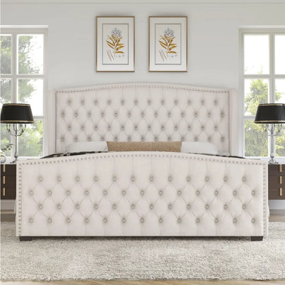 King& Queen Size Bed Frame, Velvet Upholstered