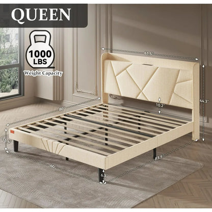 Bed Frame with Charging Ports – Full, Queen & King Sizes