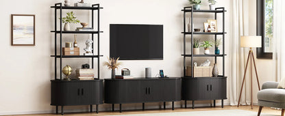 Tall Bookshelf,4-Tier Book Case with Storage Cabinet