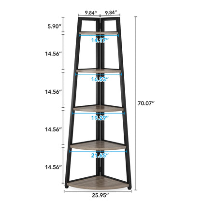 Corner Bookcase, Bookshelf with Rack Wood