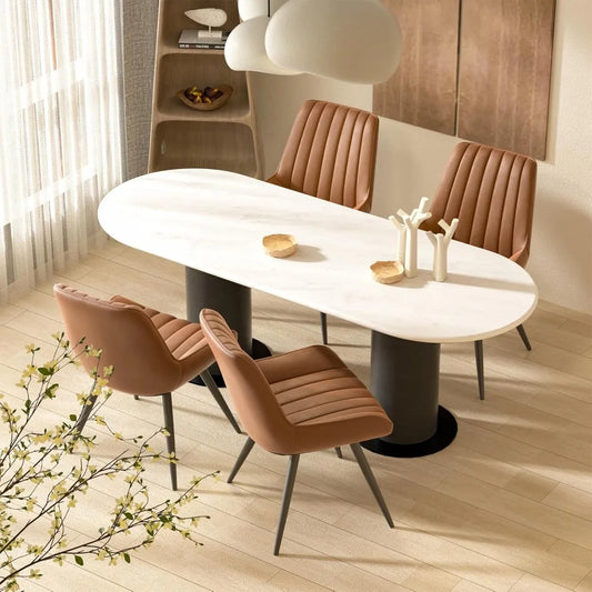Modern Dining Chairs Set of 4, Comfy Dining Room Chairs with Thick Cushions, Upholstered Fabric Kitchen Side Chairs