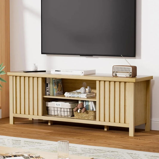 TV Stand for 55/60/65 inch TV with Storage, Sliding Door