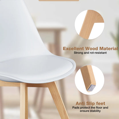 Leather Dining Chairs Set of 4 Wooden Legs