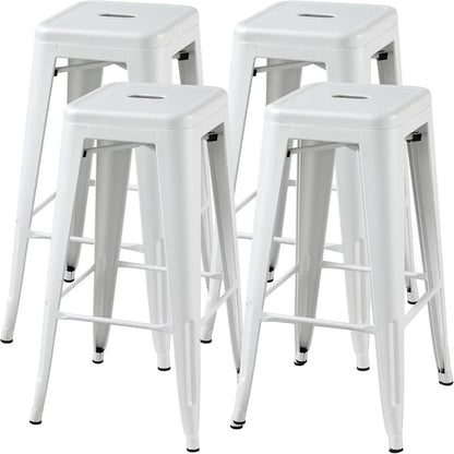 Metal Bar Stools High Backless Set of 4