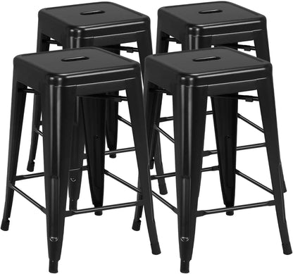 Metal Bar Stools High Backless Set of 4