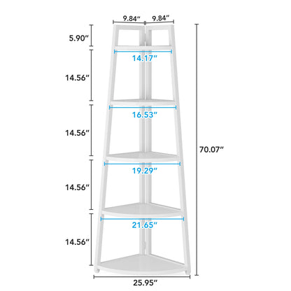 Corner Bookcase, Bookshelf with Rack Wood
