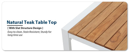 Patio Furniture Set 5 Pieces with Teak Coffee Table