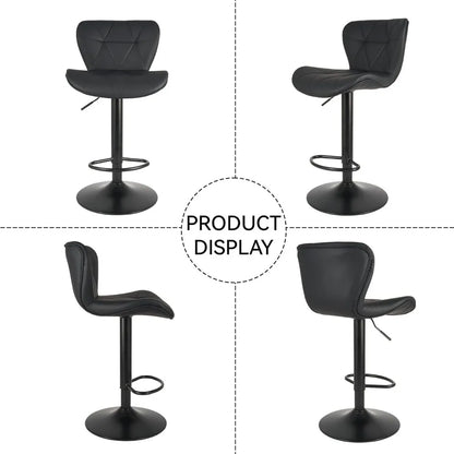 Modern Bar Stools Set of 2, Adjustable Faux Leather Upholstered