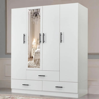 Armoire Wardrobe Closet with 3 Drawers and 4 Doors