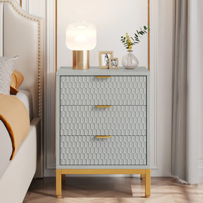 Tribesigns Modern Nightstand, 65.5 cm Tall Bedside Table with 3 Drawers, Contemporary End Side Table with Storage
