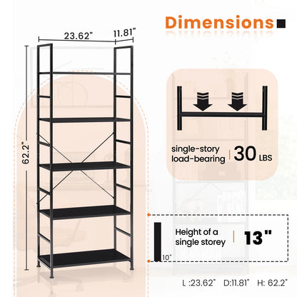 5 Tier Bookcase Bookshelf Modern