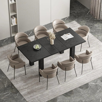 Extendable Dining Table for 6 8 10,55''to 78"Wood Kitchen Table Mid Century Modern Large Transformer Rectangle Dining Room Table