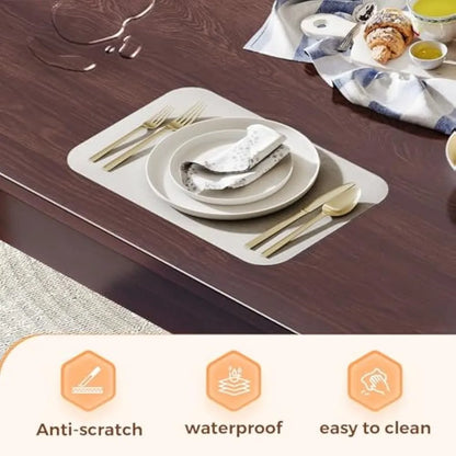 Wood Dining Table Set for 4, Compact Mid-Century Modern Table & Chair Set for Home, Padded Seats, Wooden Frame, Coffee