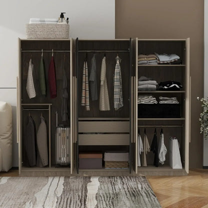 Wooden Armoire Wardrobe Cabinet with 6 Doors