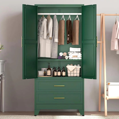 Metal Armoire Wardrobe Closet with 2 Drawers