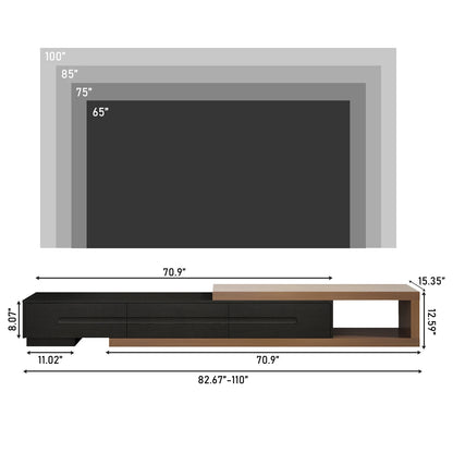 Extendable TV Stand for Up to 120"TV, 82-110 w/3 Drawers