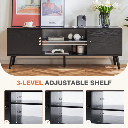 Fireplace TV Stand For Up To 60 Inch with Shelf 2 Storage