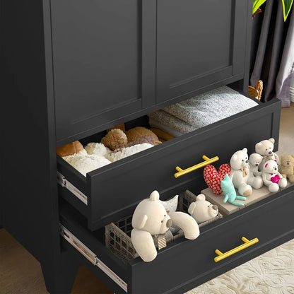 Metal Armoire Wardrobe Closet with 2 Drawers